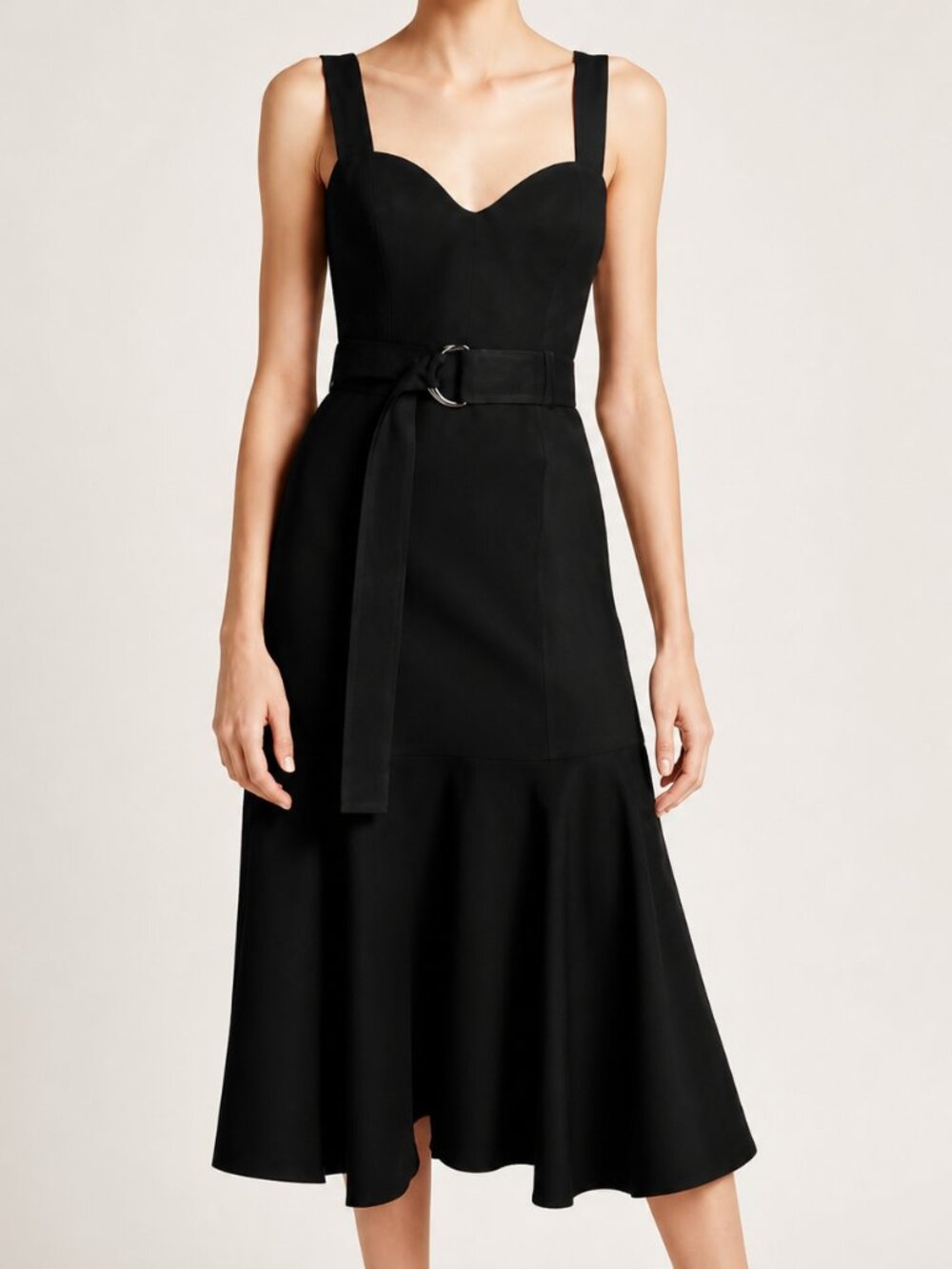 NWT A.L.C. Sabrina Black Sweetheart Belted Midi Dress Size 0